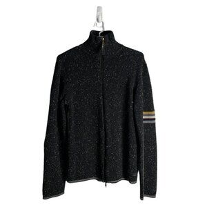Private Member Men’s Marled Black Knit Sweater Full Zip Jacket
